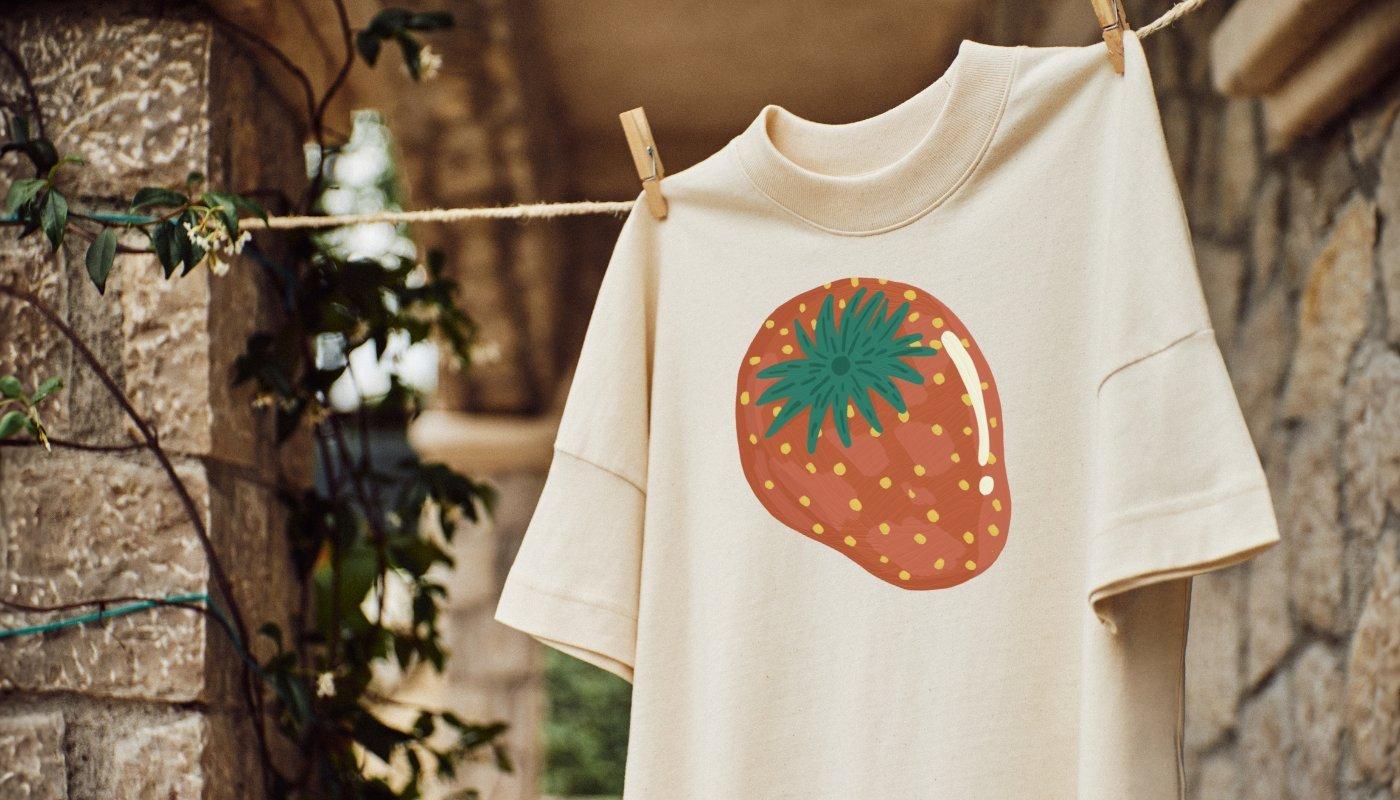 oversized t-shirt with strawberry graphic design